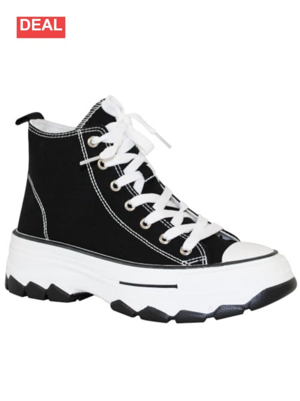 Rhinestone Platform High Top Sneakers Lace-Up Canvas